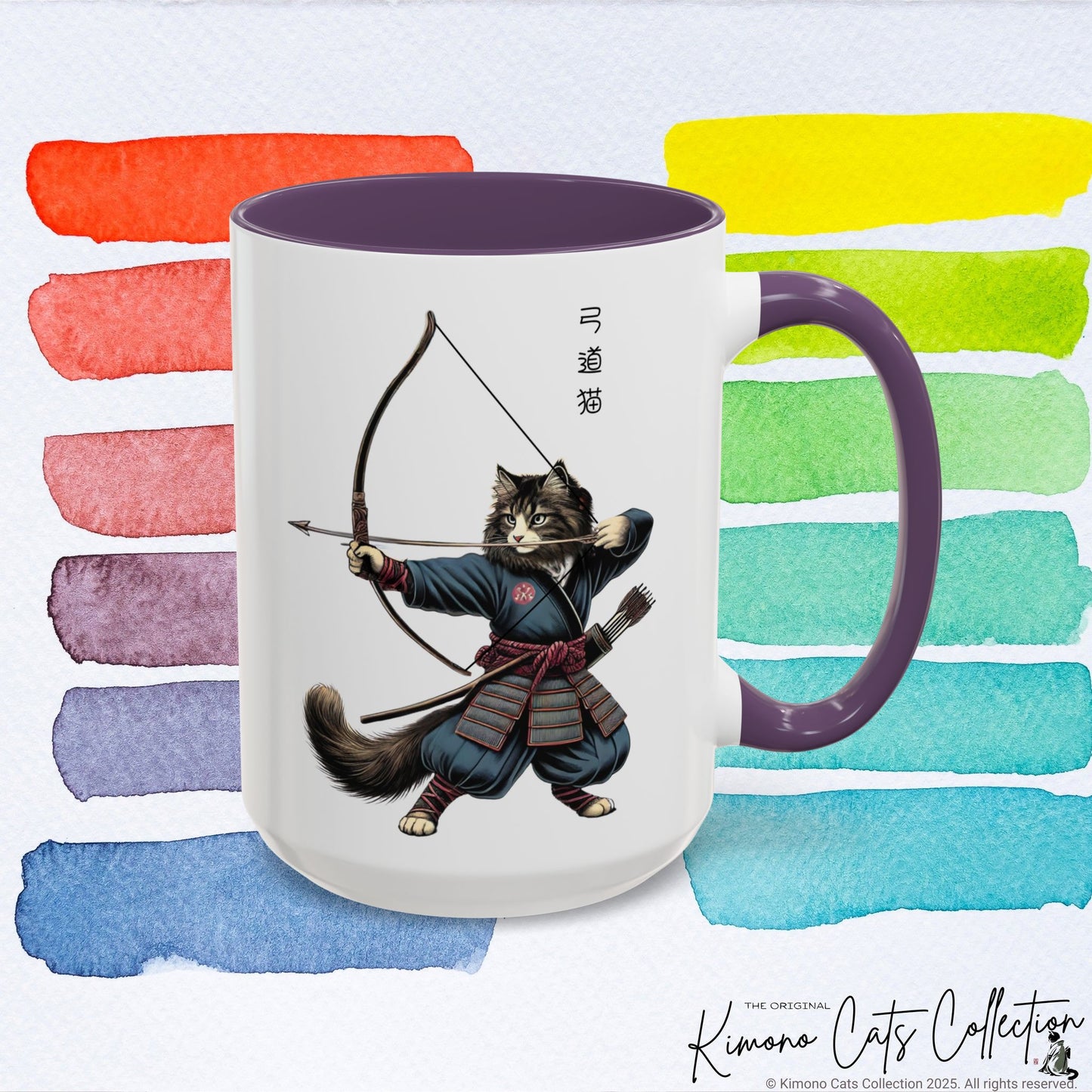 Kyudo Cat Mug - Japanese Archery Cat, 11-15oz