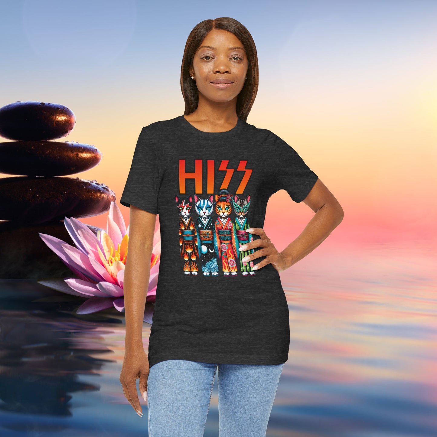 HISS Funny Kimono Cats - Unisex T-Shirt