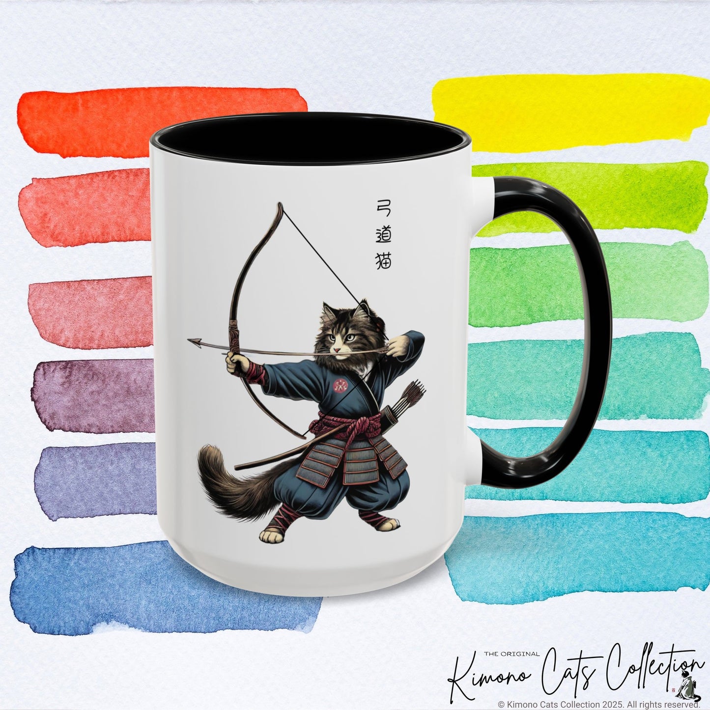 Kyudo Cat Mug - Japanese Archery Cat, 11-15oz