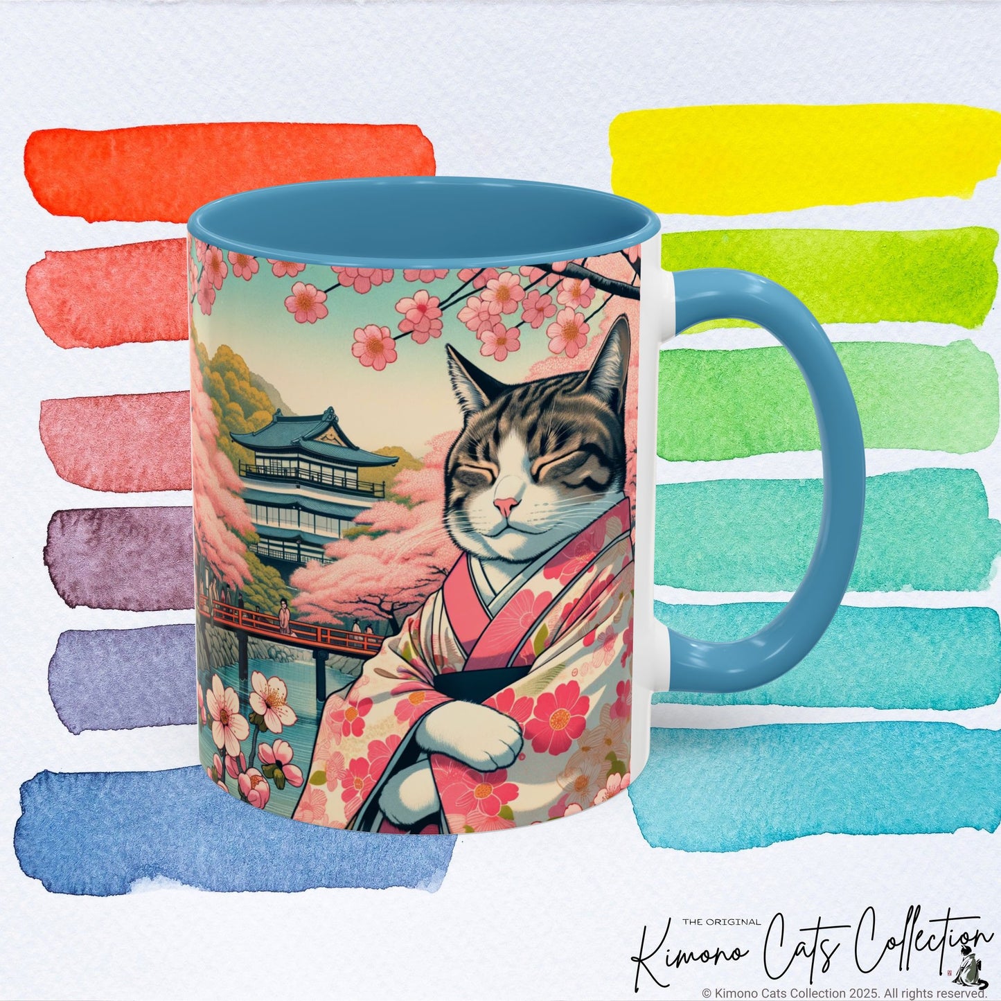 Sakura Kimono Cat Mug, 11-15oz