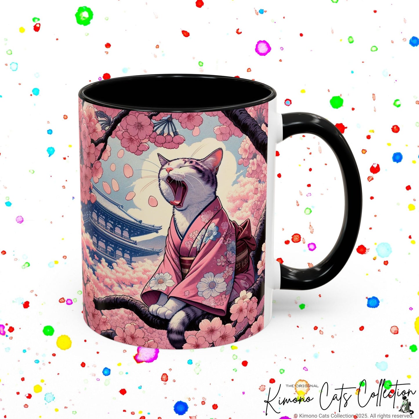 Kimono Cat Mug – Sakura & Haiku Art 🌸🐱