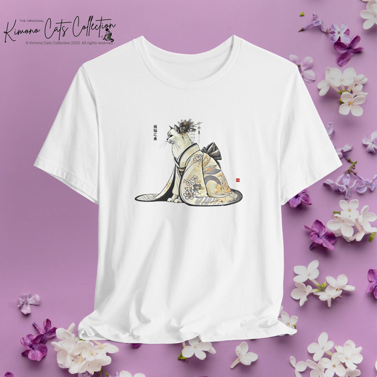 Dance of the Elegant Cat | Kimono Cat Art Tee