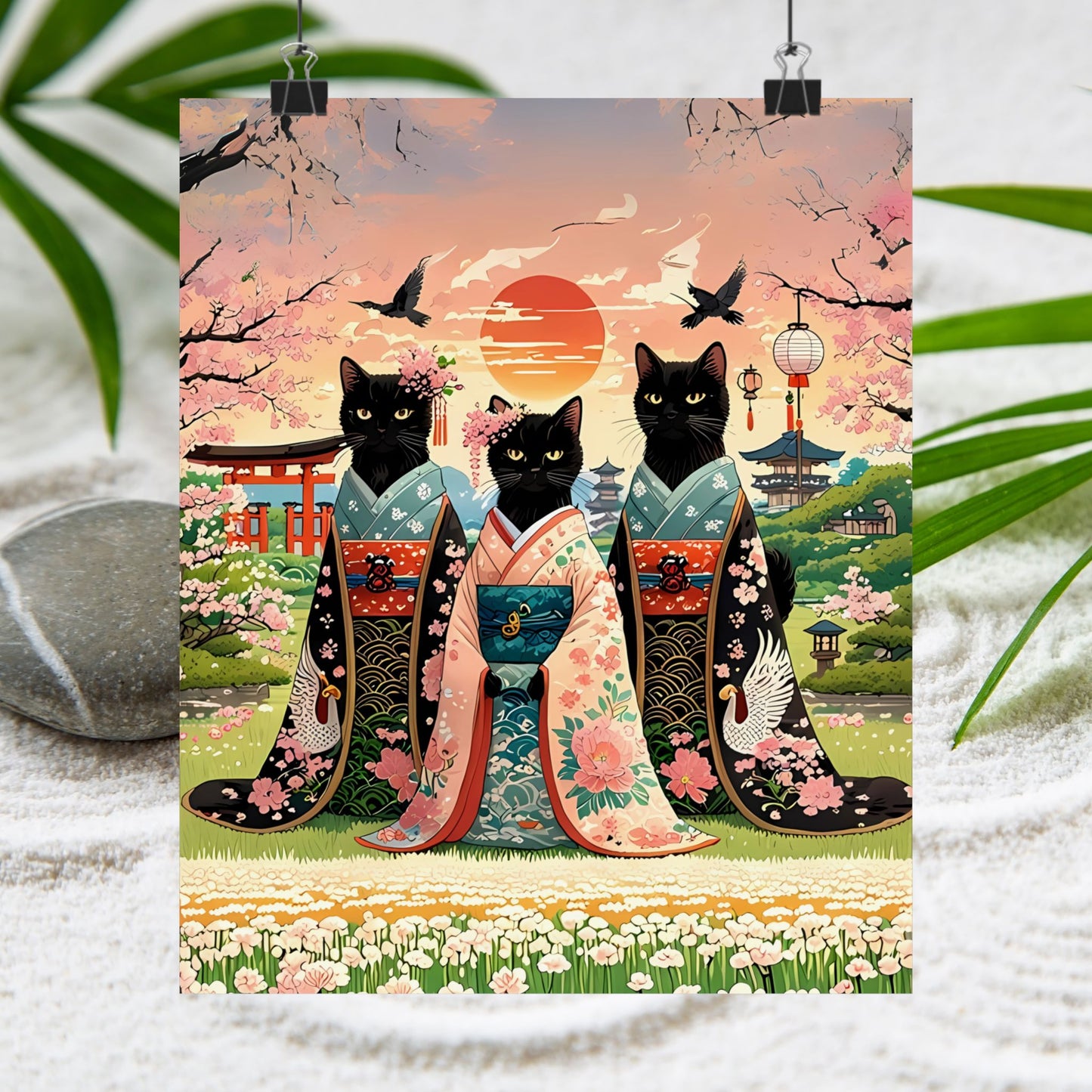 Cat Art Print - Ghibli Inspired Japanese Wall Art