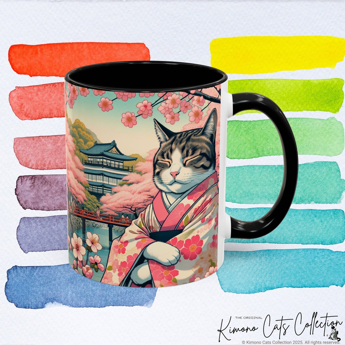 Sakura Kimono Cat Mug, 11-15oz