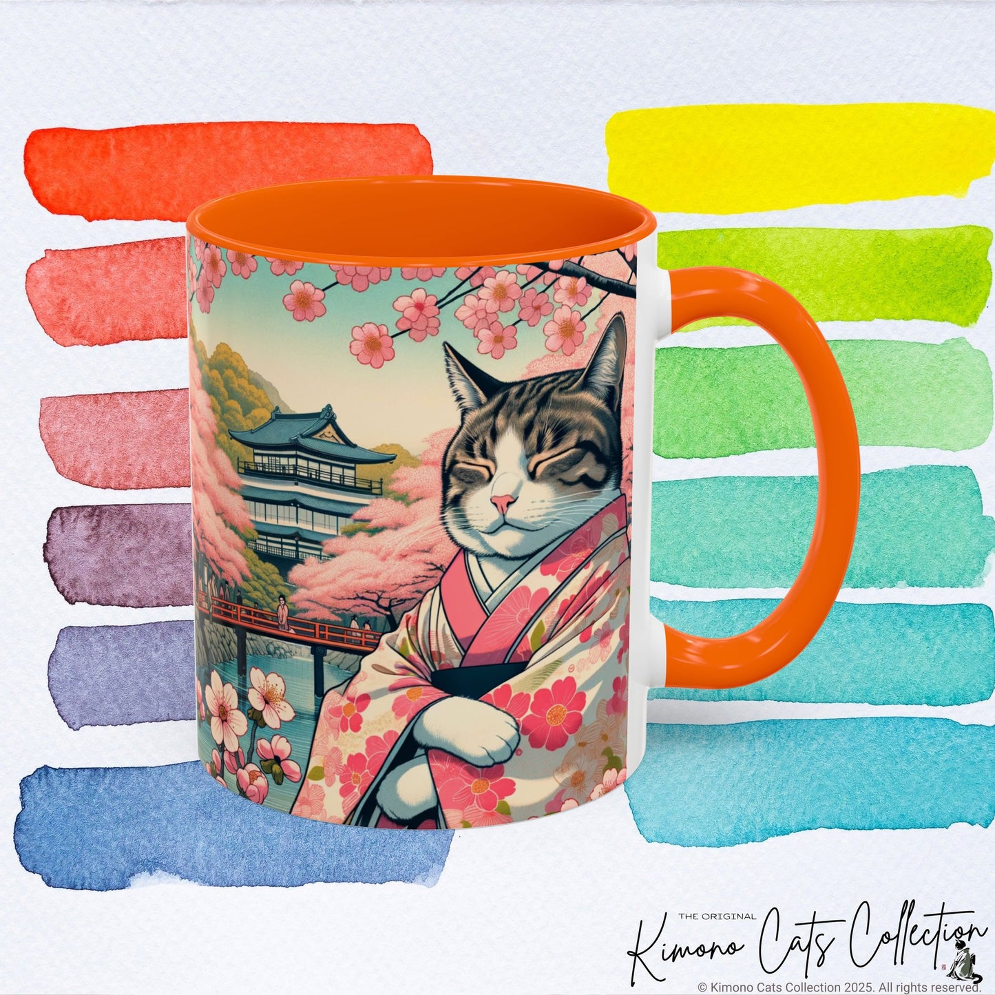 Sakura Kimono Cat Mug, 11-15oz