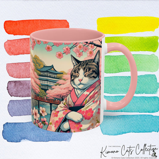 Sakura Kimono Cat Mug, 11-15oz