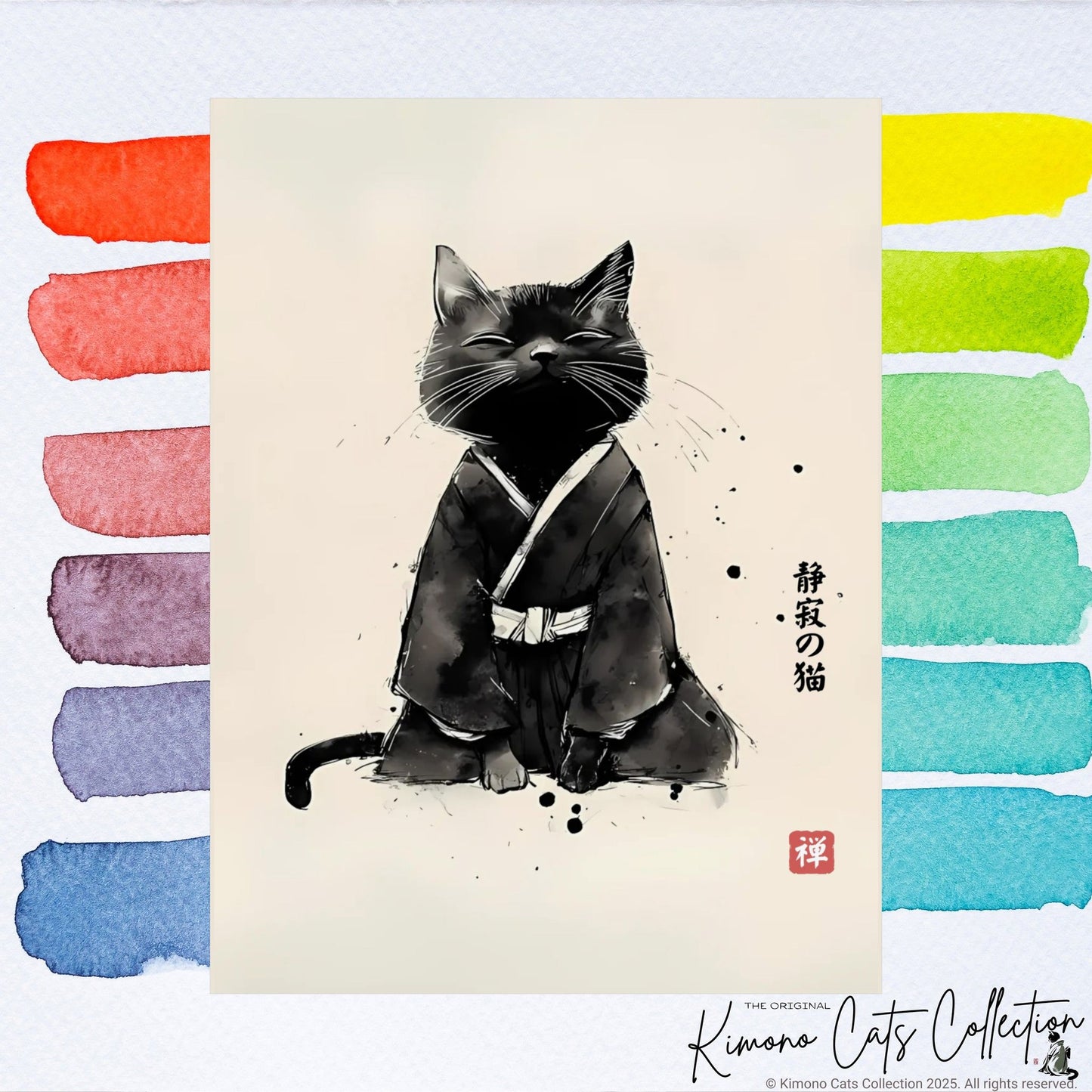 The Cat of Stillness – 静寂の猫 | Zen Sumi-e Wall Art Print