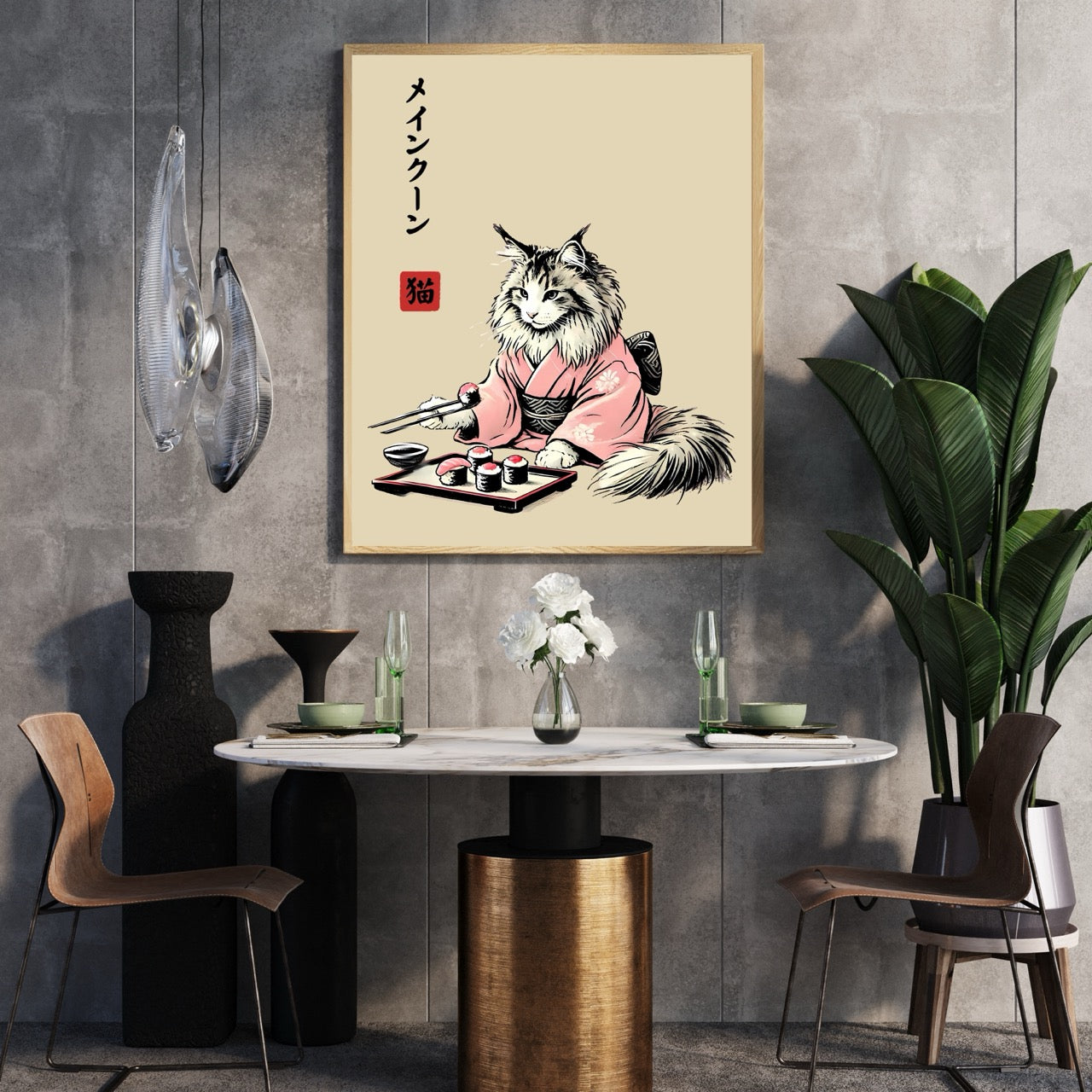 Kimonos Cats Eating Sushi - PRINTABLE Wall Art Bundle of 12