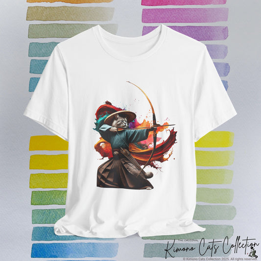 Kyudo Archer Cat Tee – Feudal Japan’s Zen Bow Master