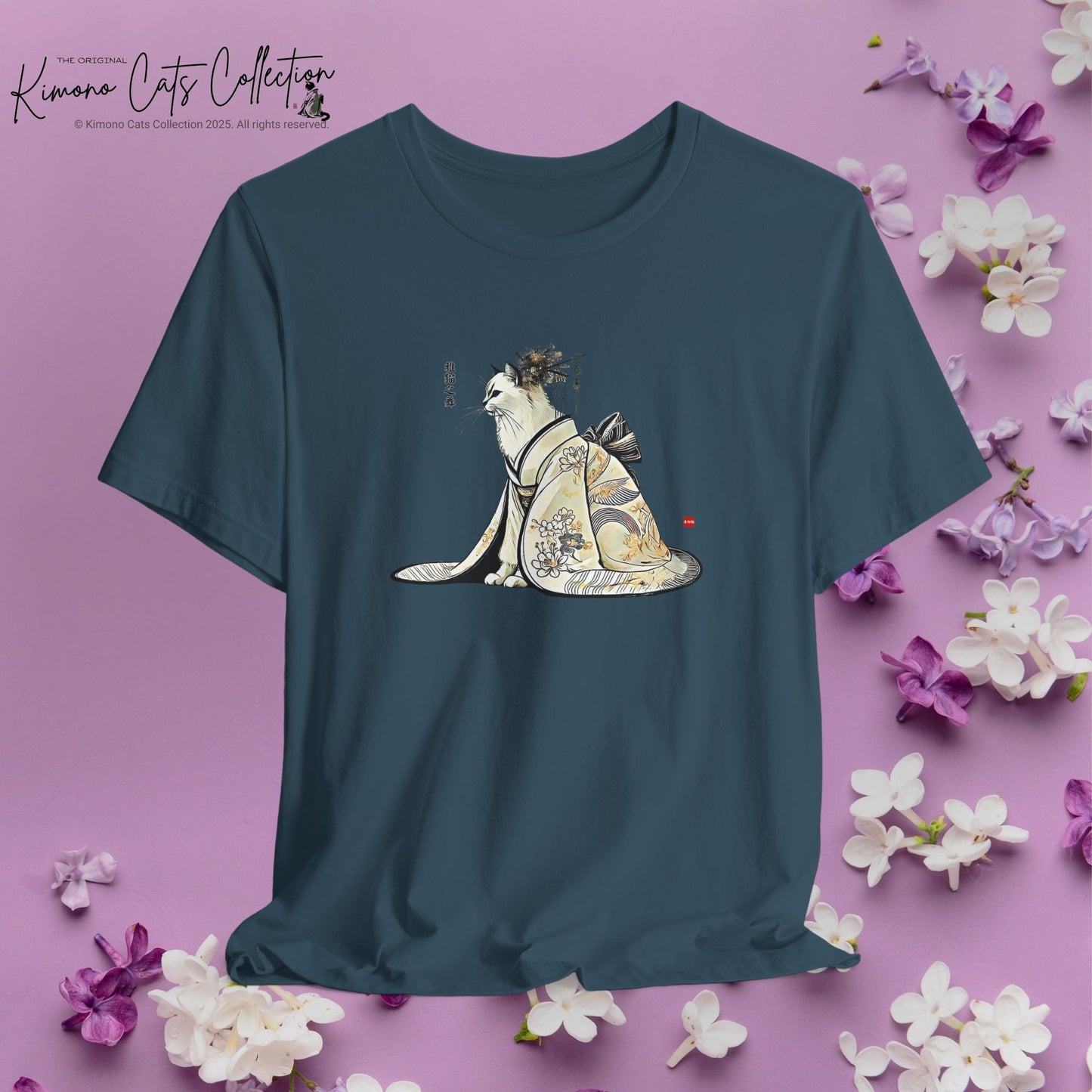 Dance of the Elegant Cat | Kimono Cat Art Tee