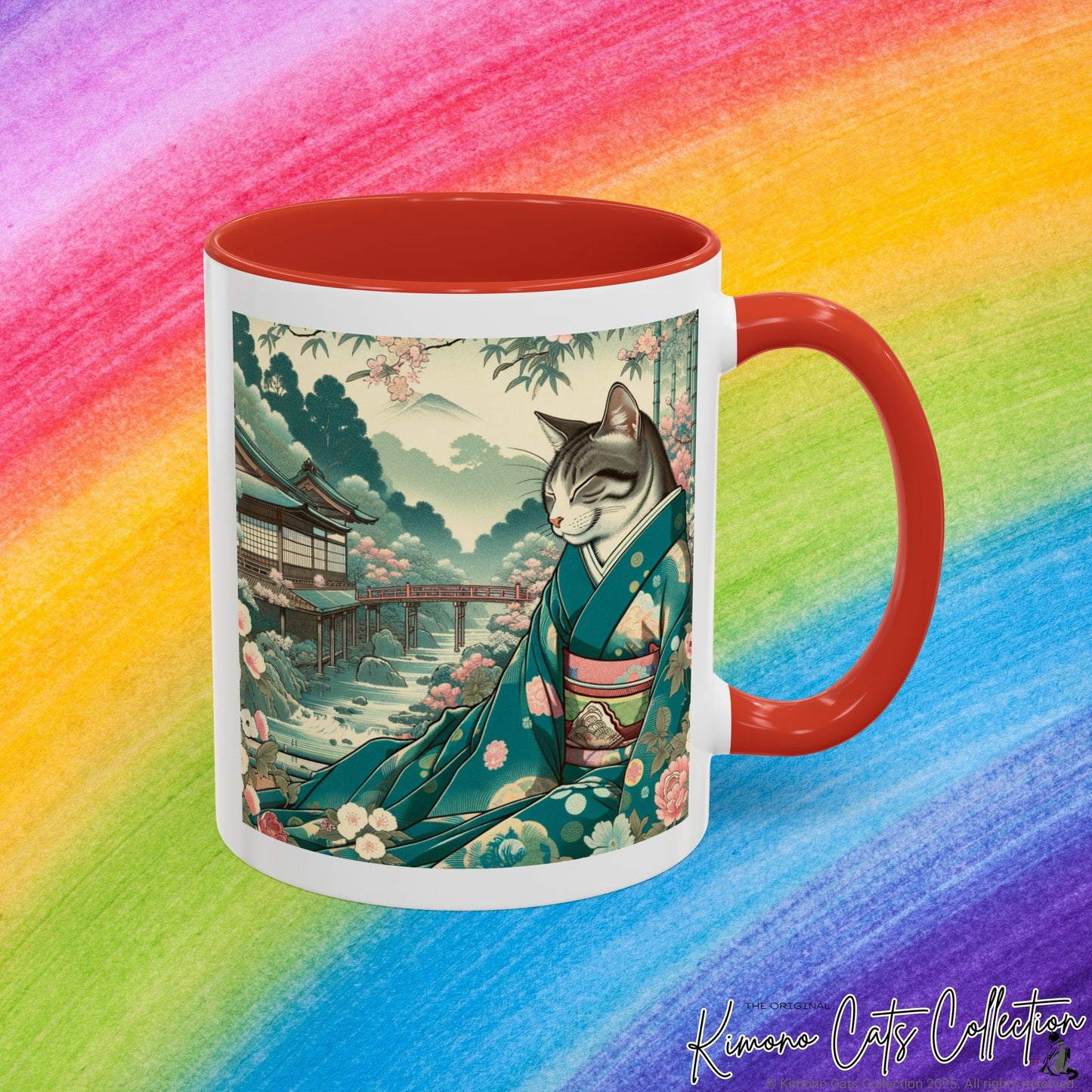 Cute Cat in Kimono - Ukiyo-e Coffee Mug, 11-15oz