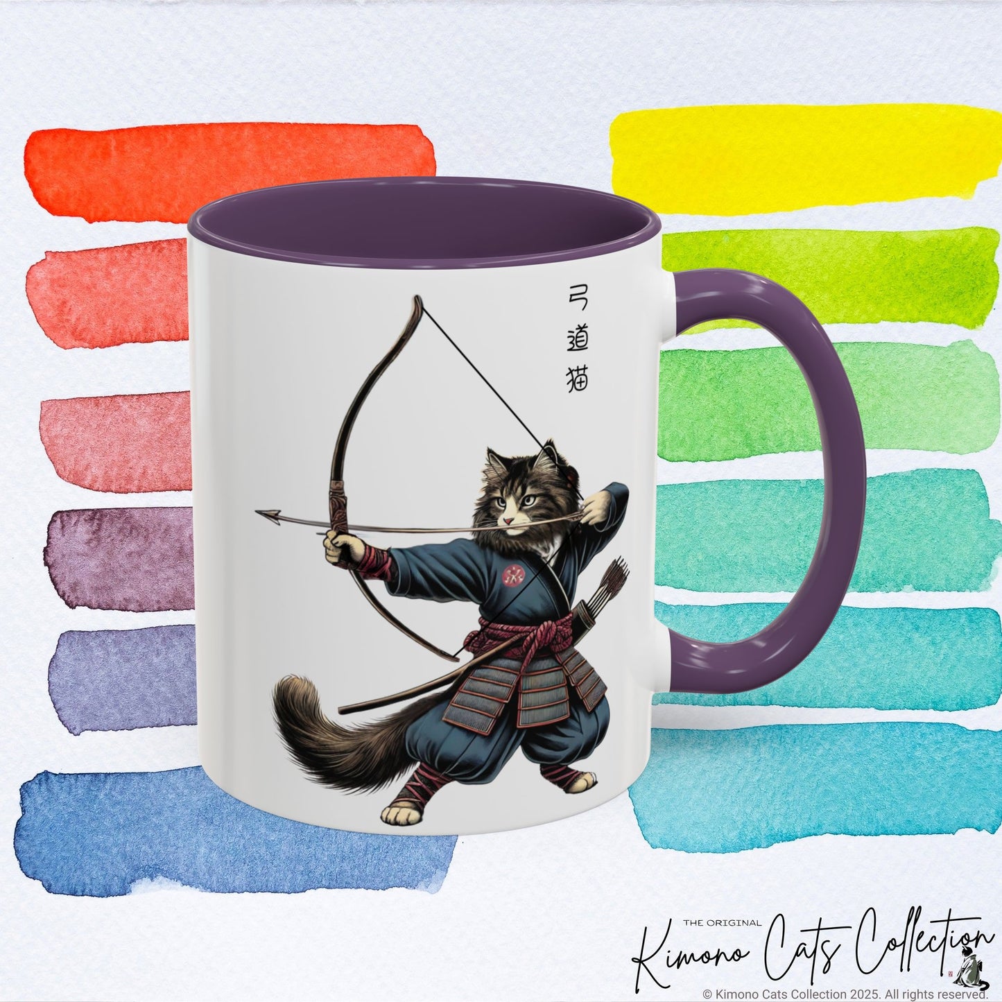 Kyudo Cat Mug - Japanese Archery Cat, 11-15oz