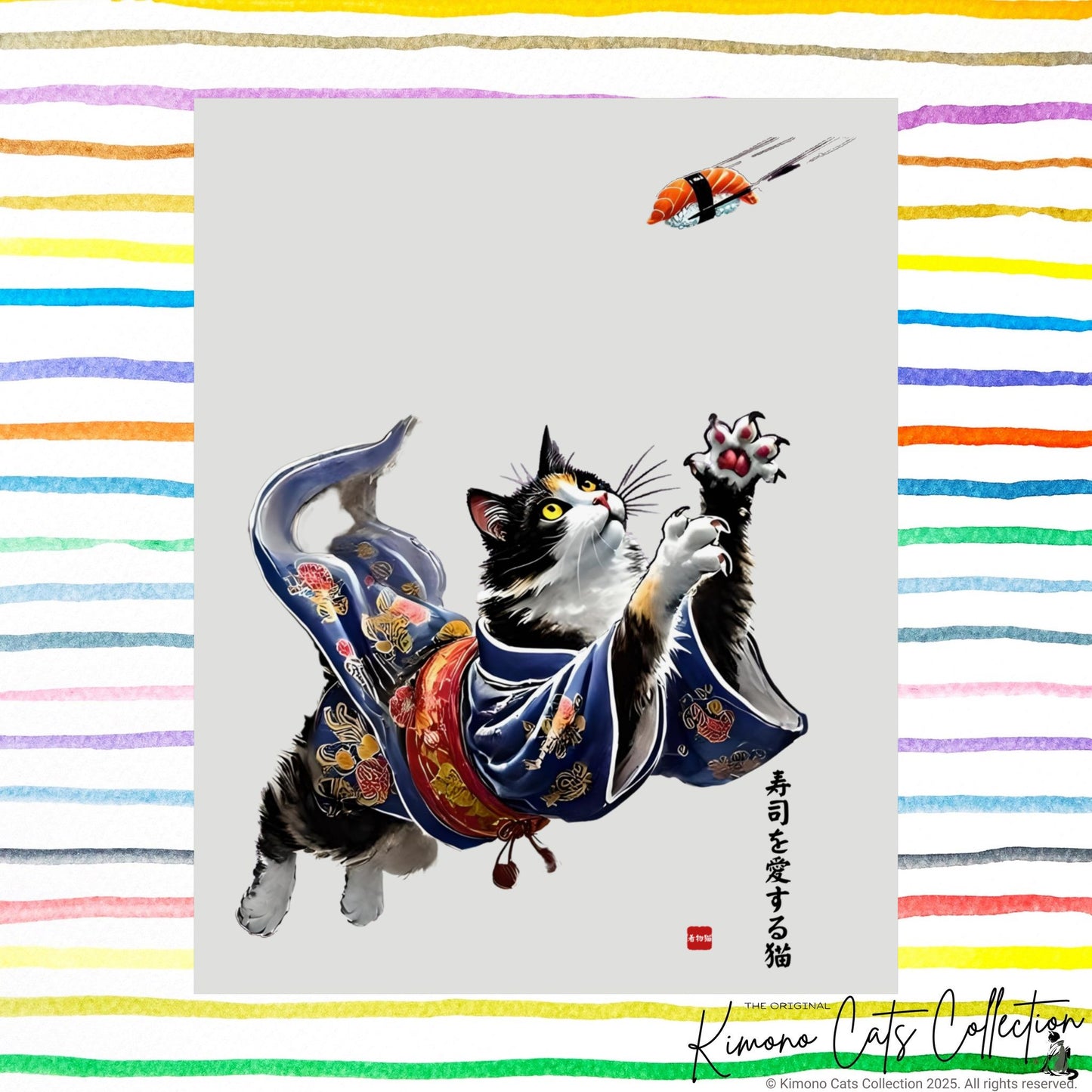 Sushi Cats Print, Japanese Decor Poster