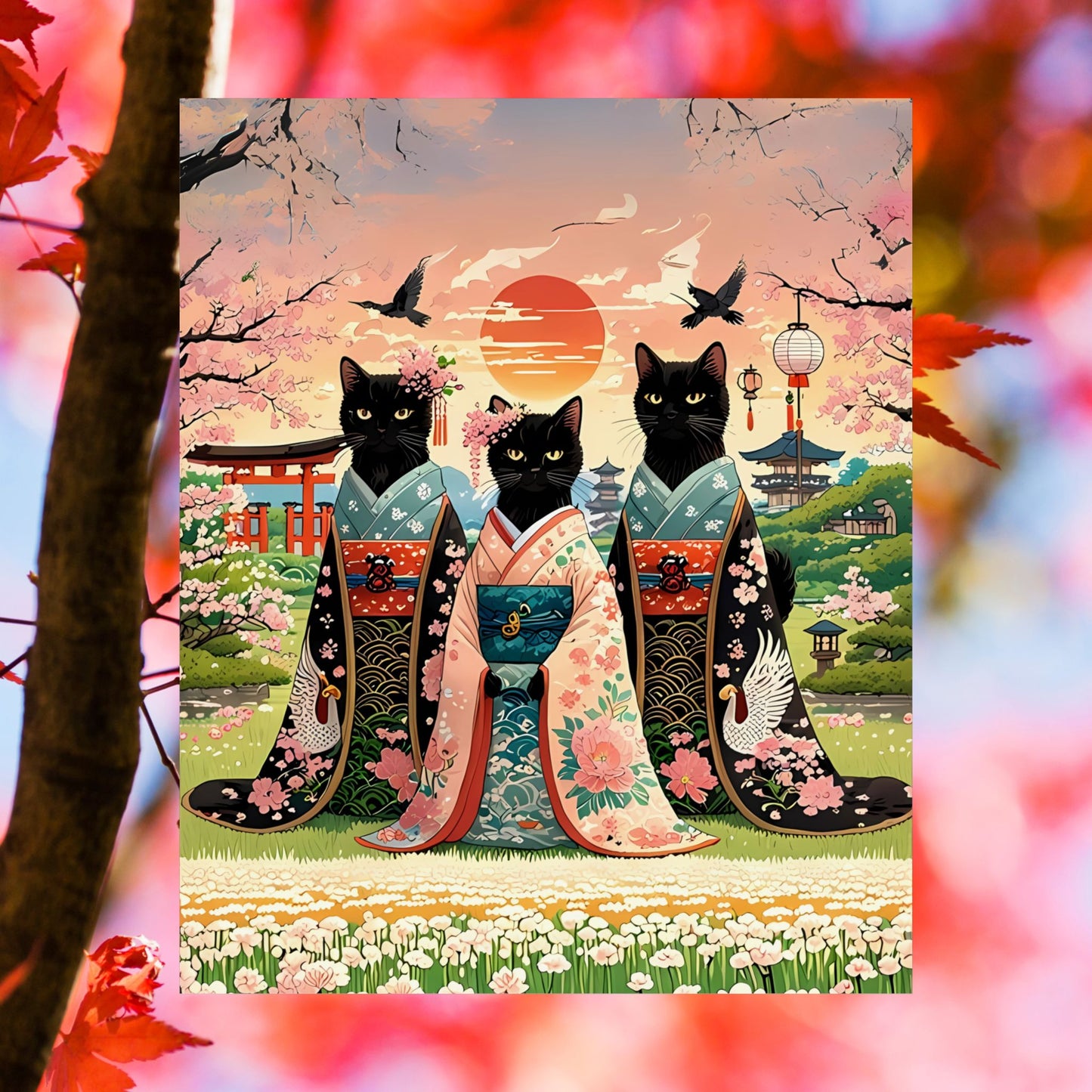 Cat Art Print - Ghibli Inspired Japanese Wall Art