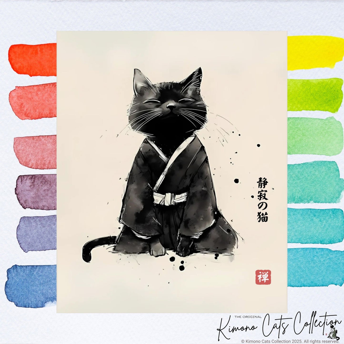 The Cat of Stillness – 静寂の猫 | Zen Sumi-e Wall Art Print