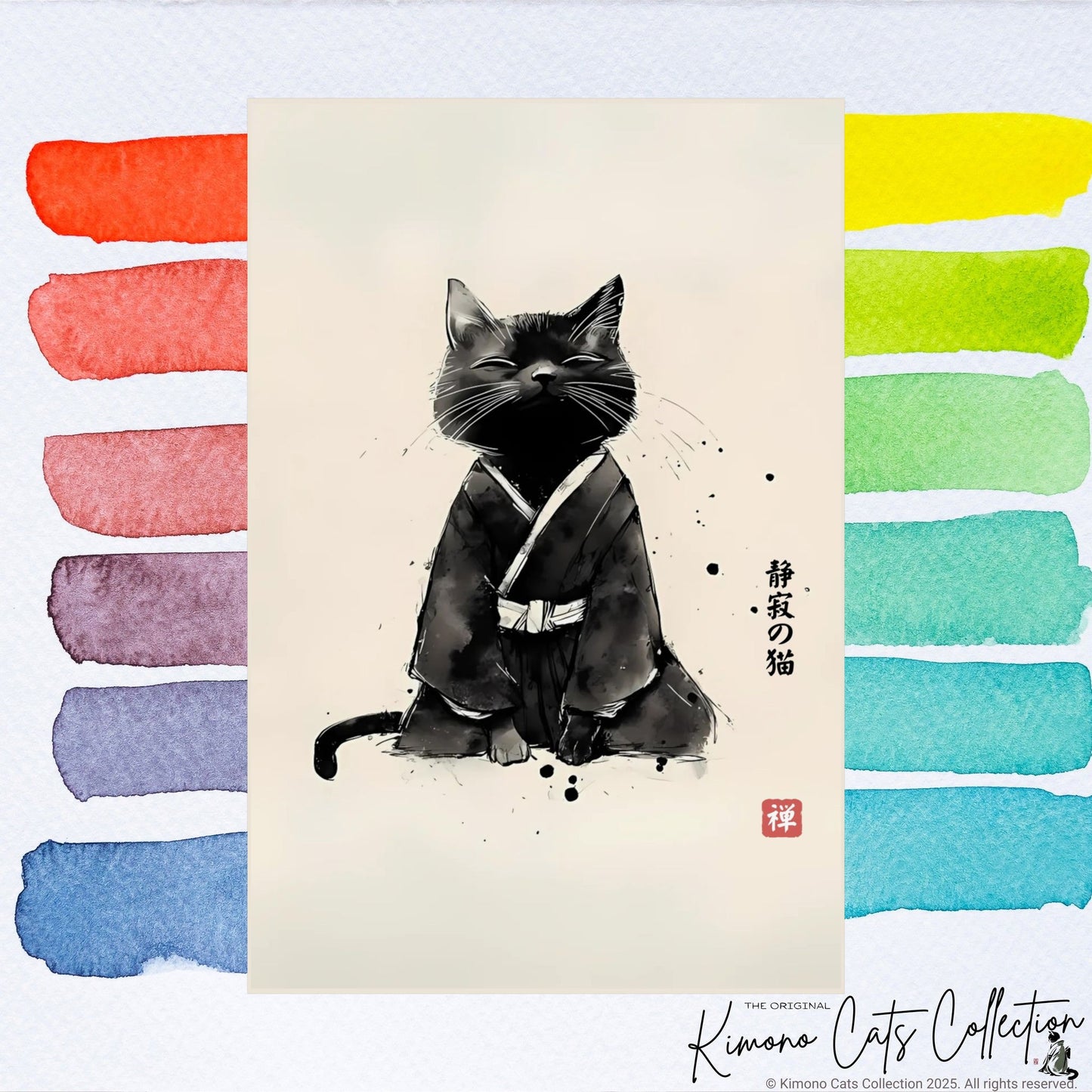 The Cat of Stillness – 静寂の猫 | Zen Sumi-e Wall Art Print