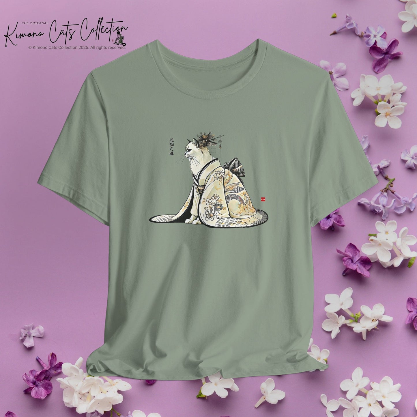 Dance of the Elegant Cat | Kimono Cat Art Tee