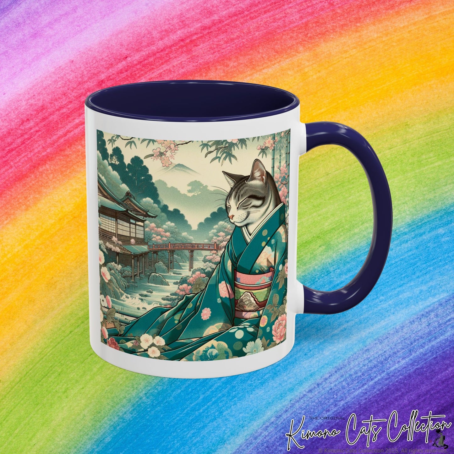 Cute Cat in Kimono - Ukiyo-e Coffee Mug, 11-15oz