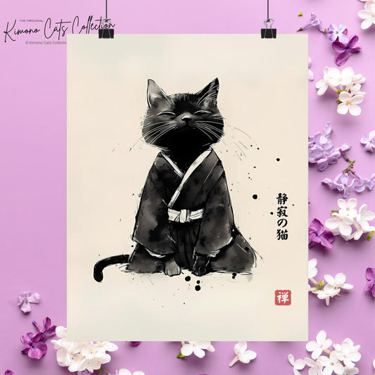 The Cat of Stillness – 静寂の猫 | Zen Sumi-e Wall Art Print