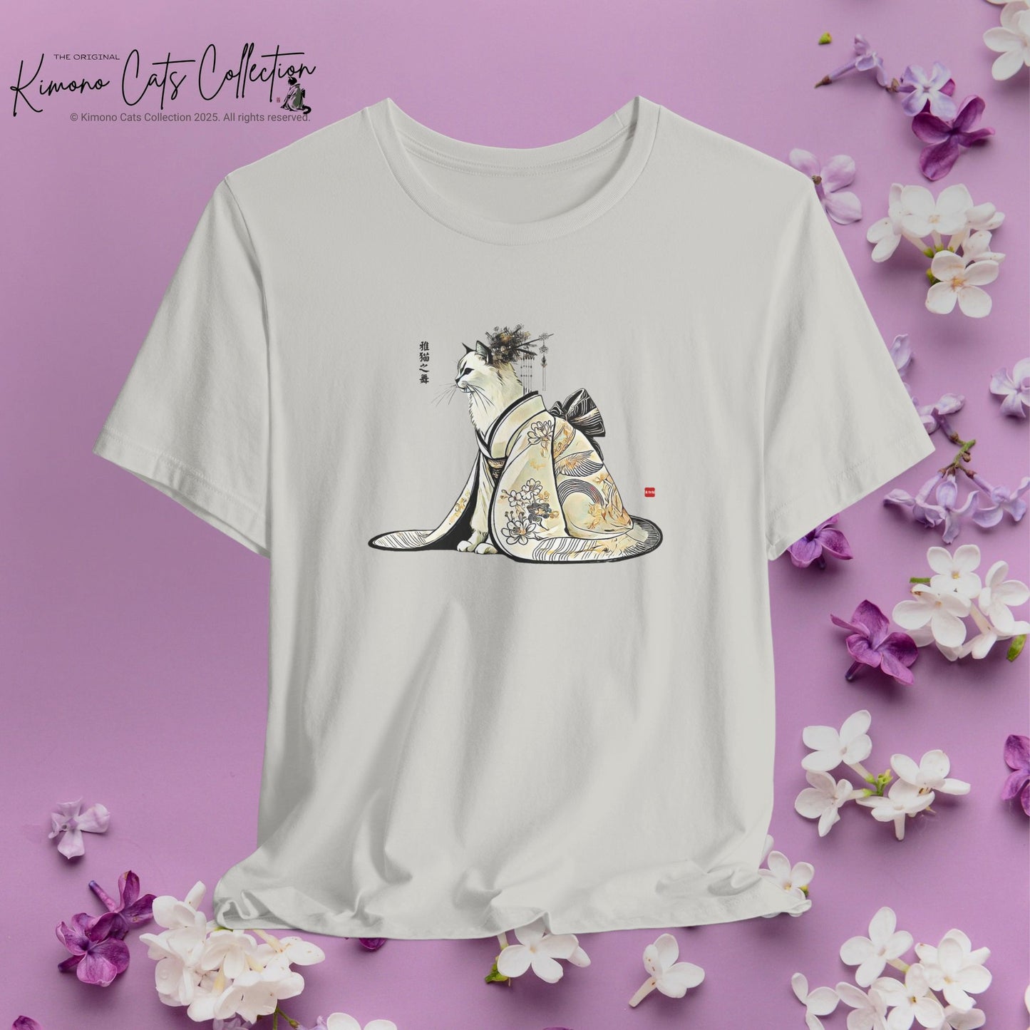 Dance of the Elegant Cat | Kimono Cat Art Tee