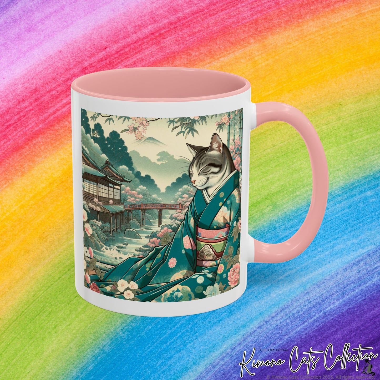 Cute Cat in Kimono - Ukiyo-e Coffee Mug, 11-15oz