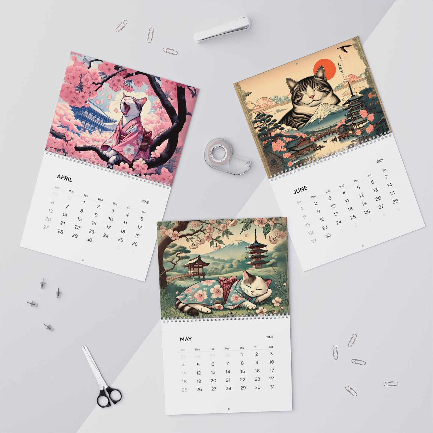 Sleepy Cats of Edo Japan 2025 Wall Calendar