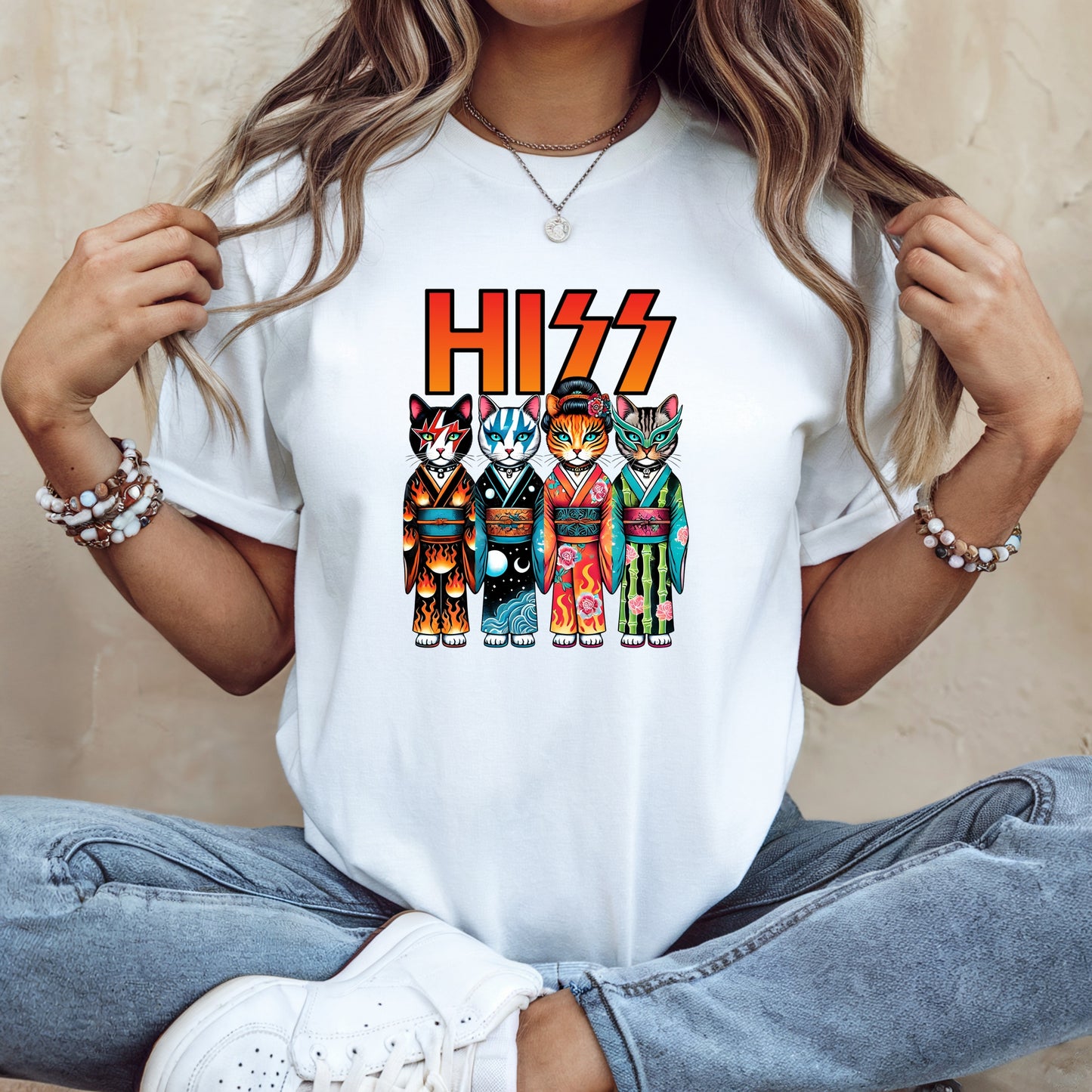 HISS Funny Kimono Cats - Unisex T-Shirt