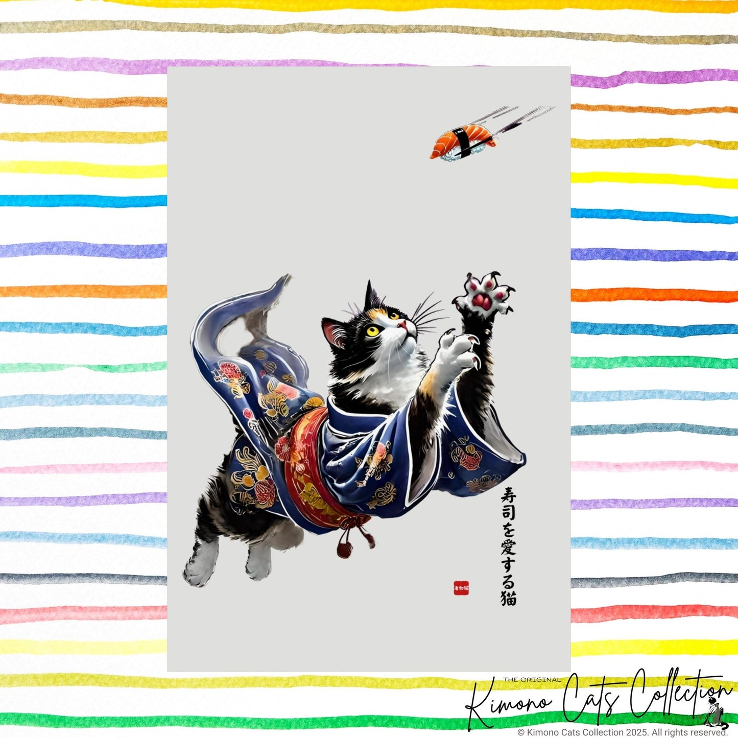 Sushi Cats Print, Japanese Decor Poster