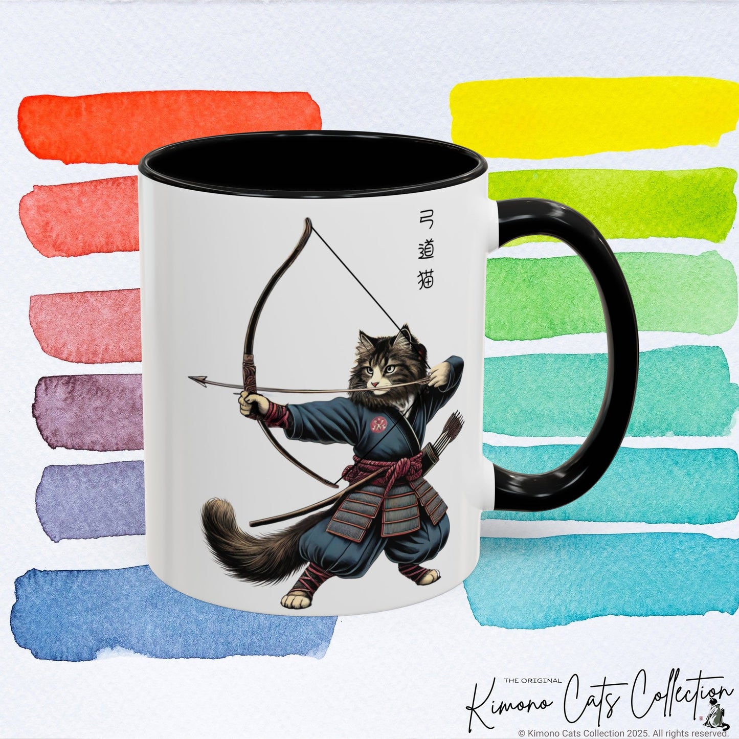 Kyudo Cat Mug - Japanese Archery Cat, 11-15oz