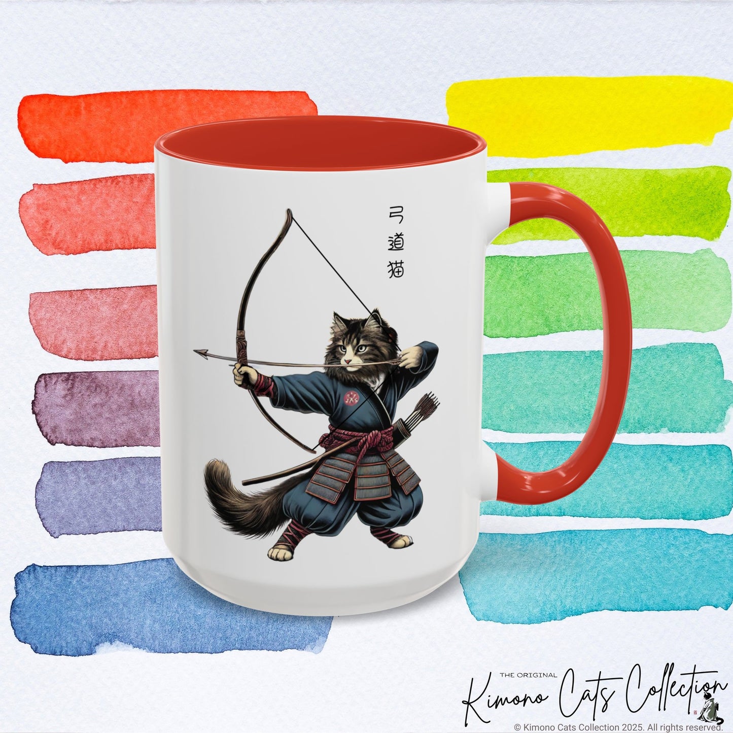 Kyudo Cat Mug - Japanese Archery Cat, 11-15oz