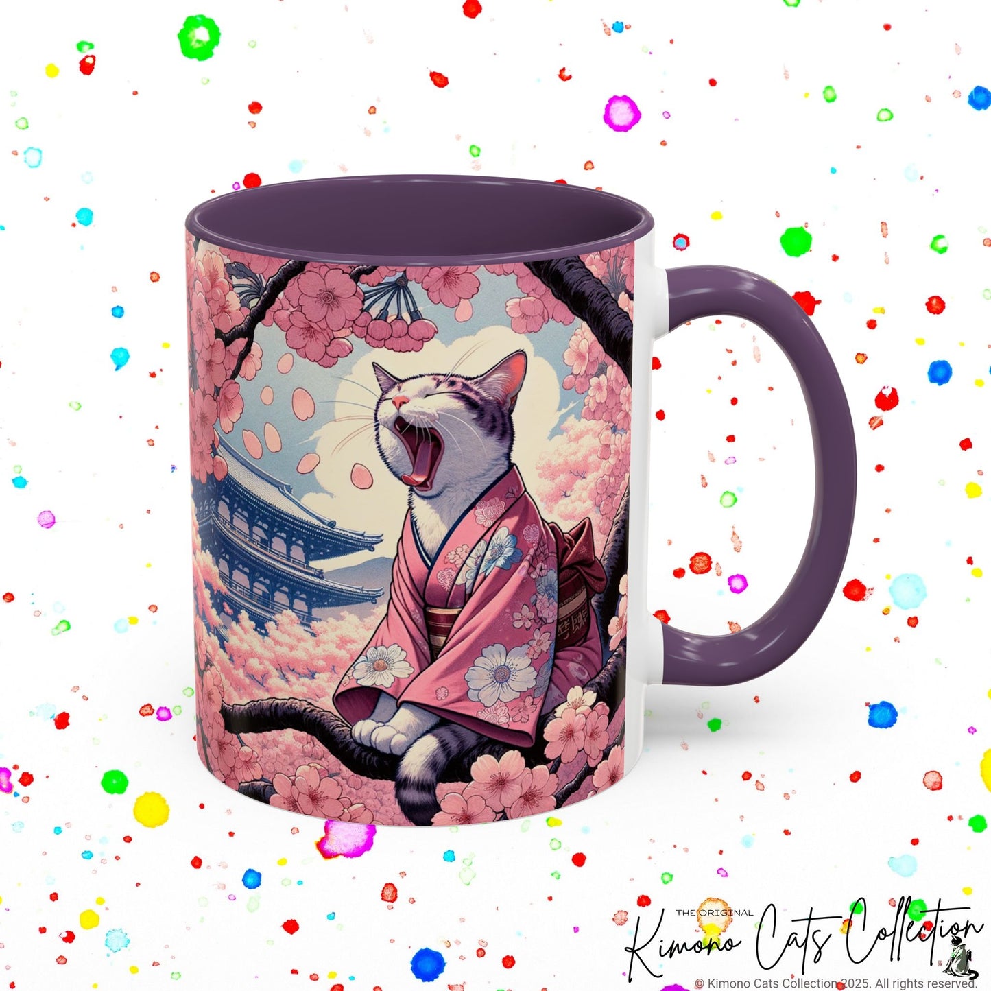 Kimono Cat Mug – Sakura & Haiku Art 🌸🐱