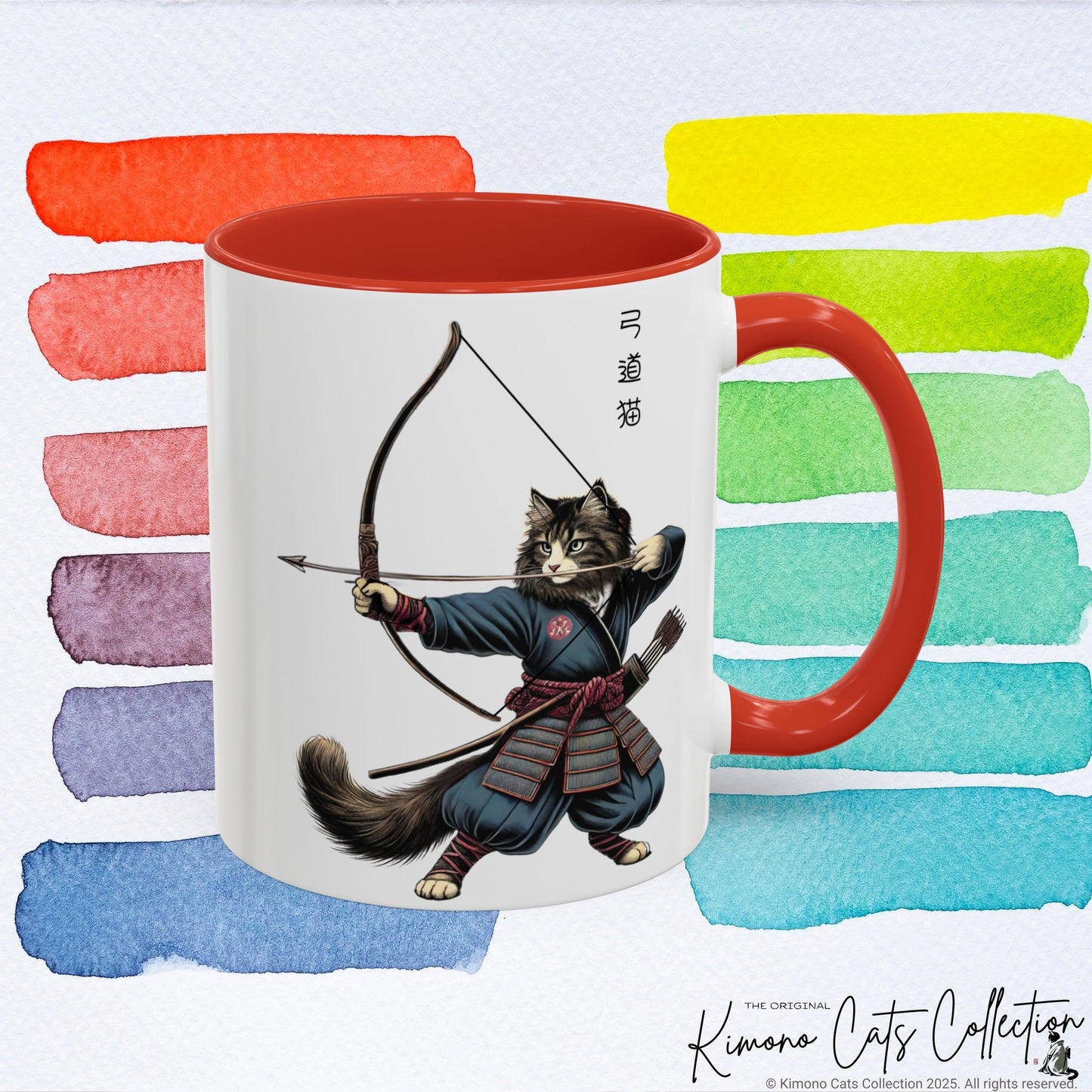 Kyudo Cat Mug - Japanese Archery Cat, 11-15oz