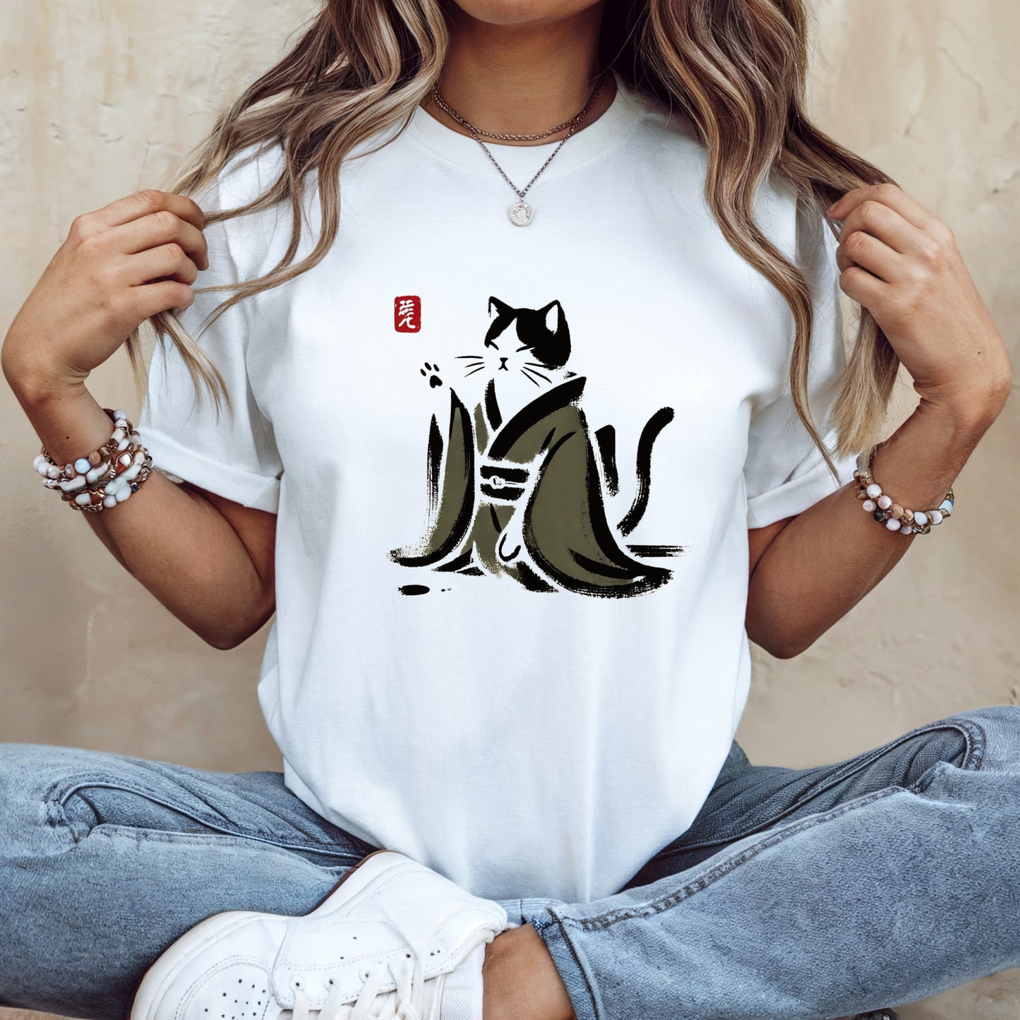 Sumi-e Kimono Cat - T-Shirt, Unisex