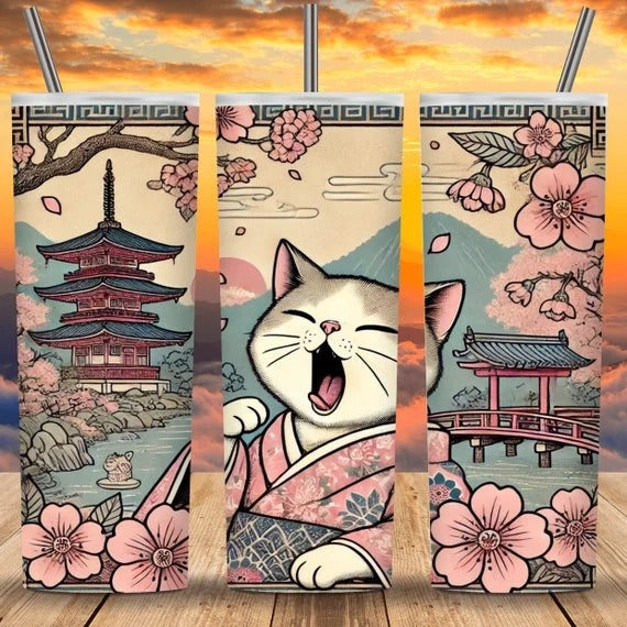 Kimono Cats 20oz Tumbler Wraps - PNG Bundle of 75