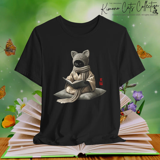 Bookish Crochet Cat in Kimono - T-Shirt