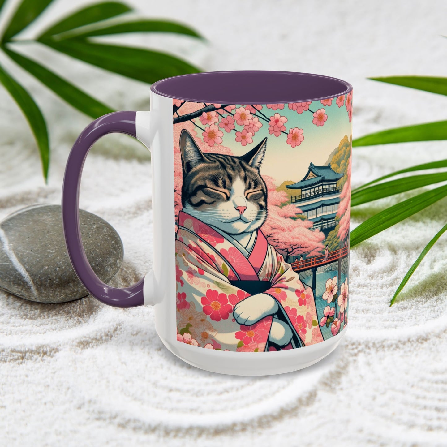 Sakura Kimono Cat Mug, 11-15oz