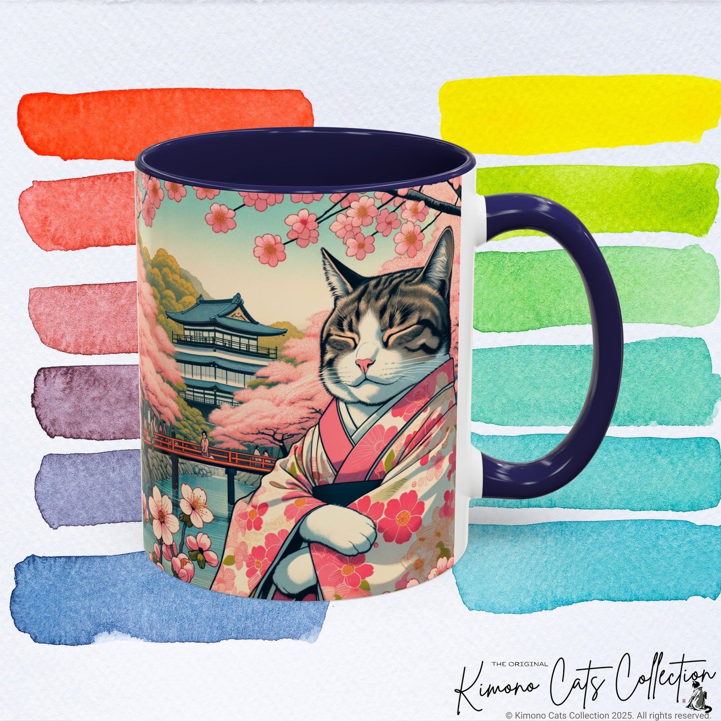 Sakura Kimono Cat Mug, 11-15oz