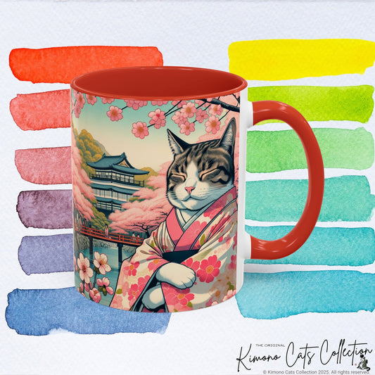 Sakura Kimono Cat Mug, 11-15oz