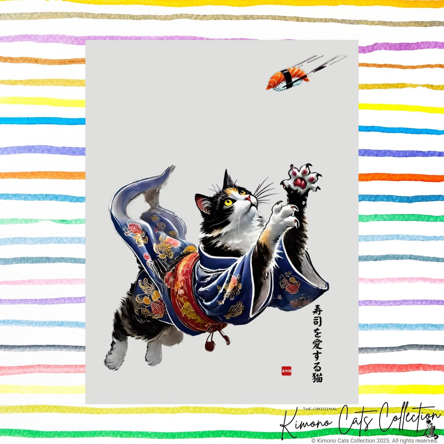 Sushi Cats Print, Japanese Decor Poster