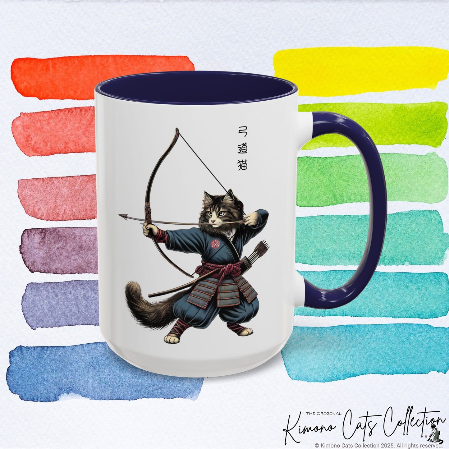 Kyudo Cat Mug - Japanese Archery Cat, 11-15oz