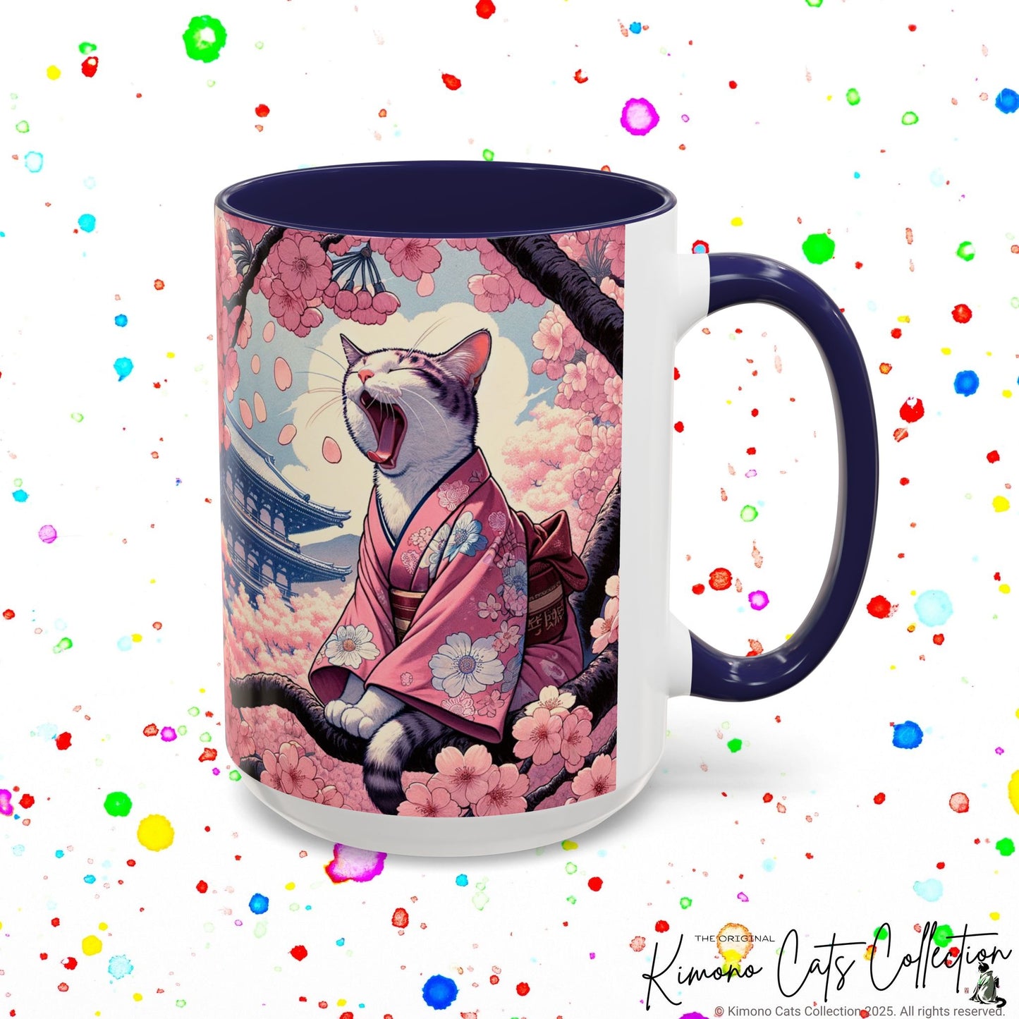 Kimono Cat Mug – Sakura & Haiku Art 🌸🐱