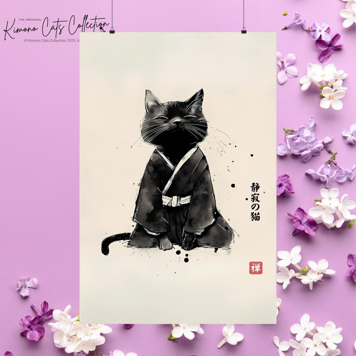 The Cat of Stillness – 静寂の猫 | Zen Sumi-e Wall Art Print