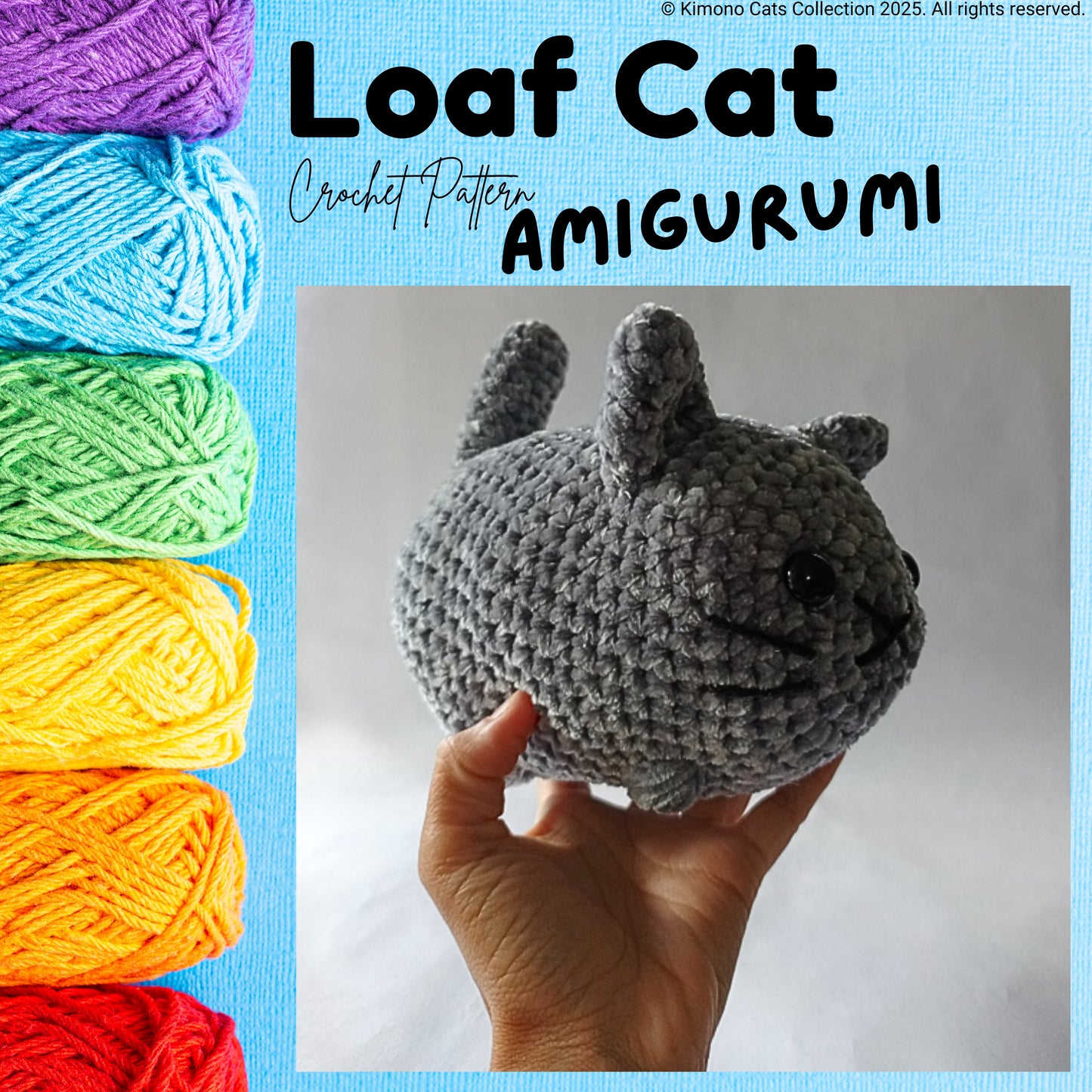 Loaf Cat Amigurumi Crochet Pattern - Easy No Sew