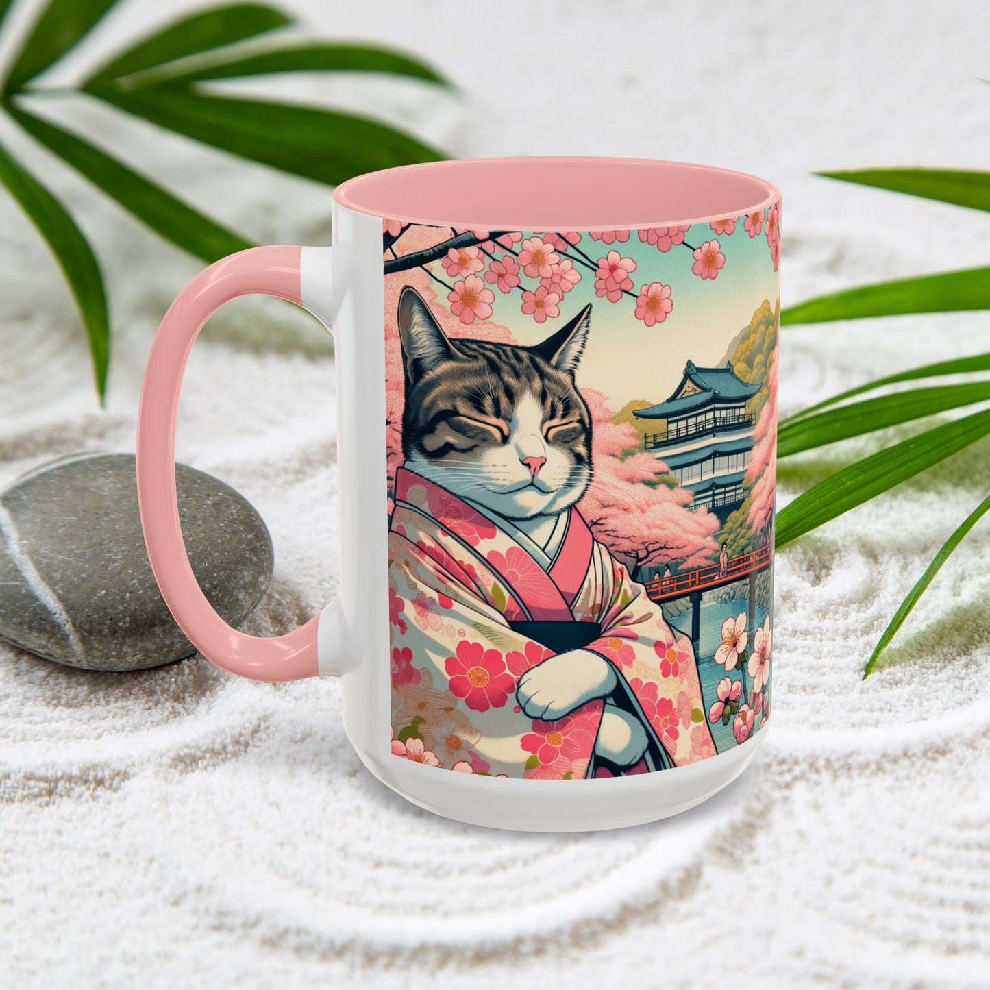 Sakura Kimono Cat Mug, 11-15oz