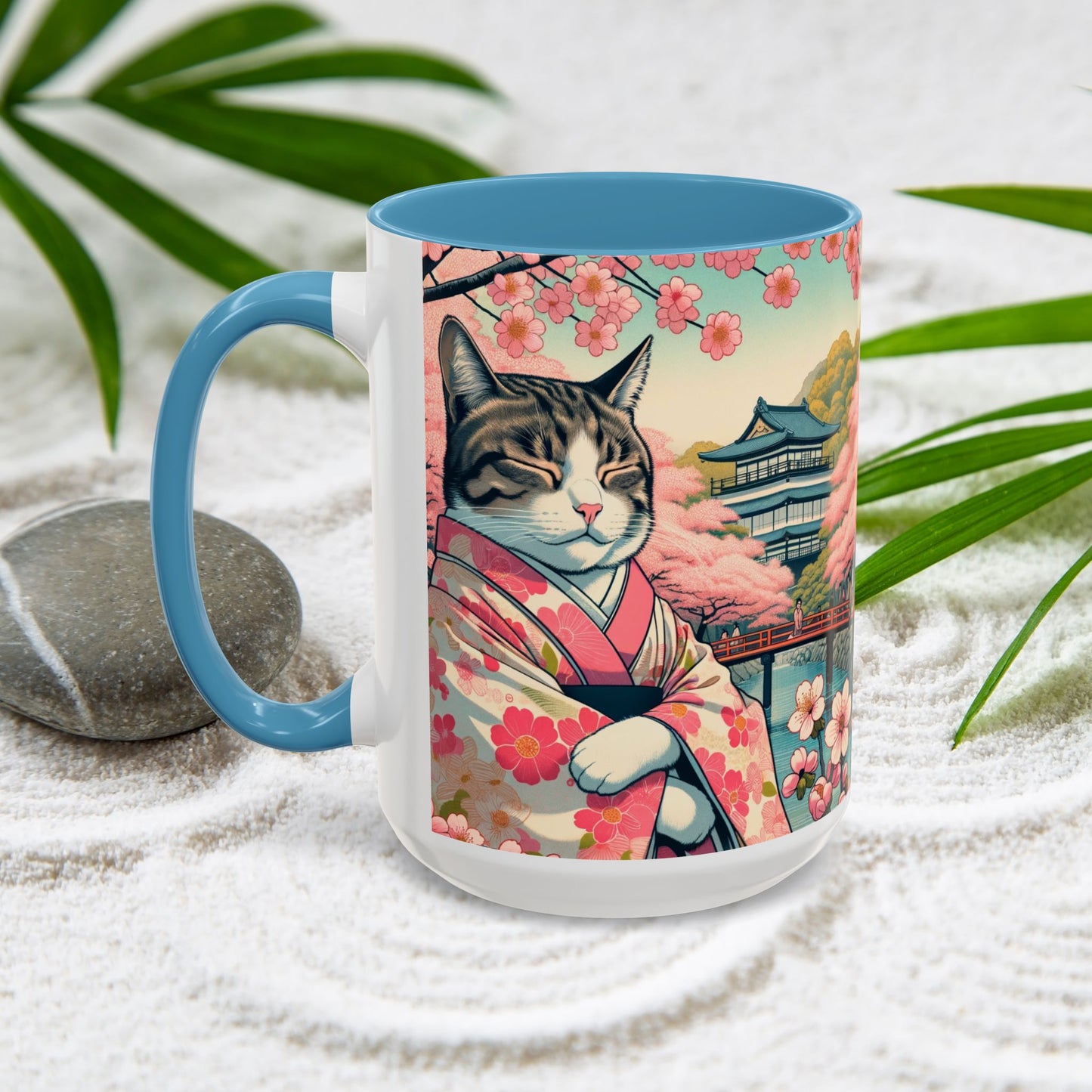 Sakura Kimono Cat Mug, 11-15oz