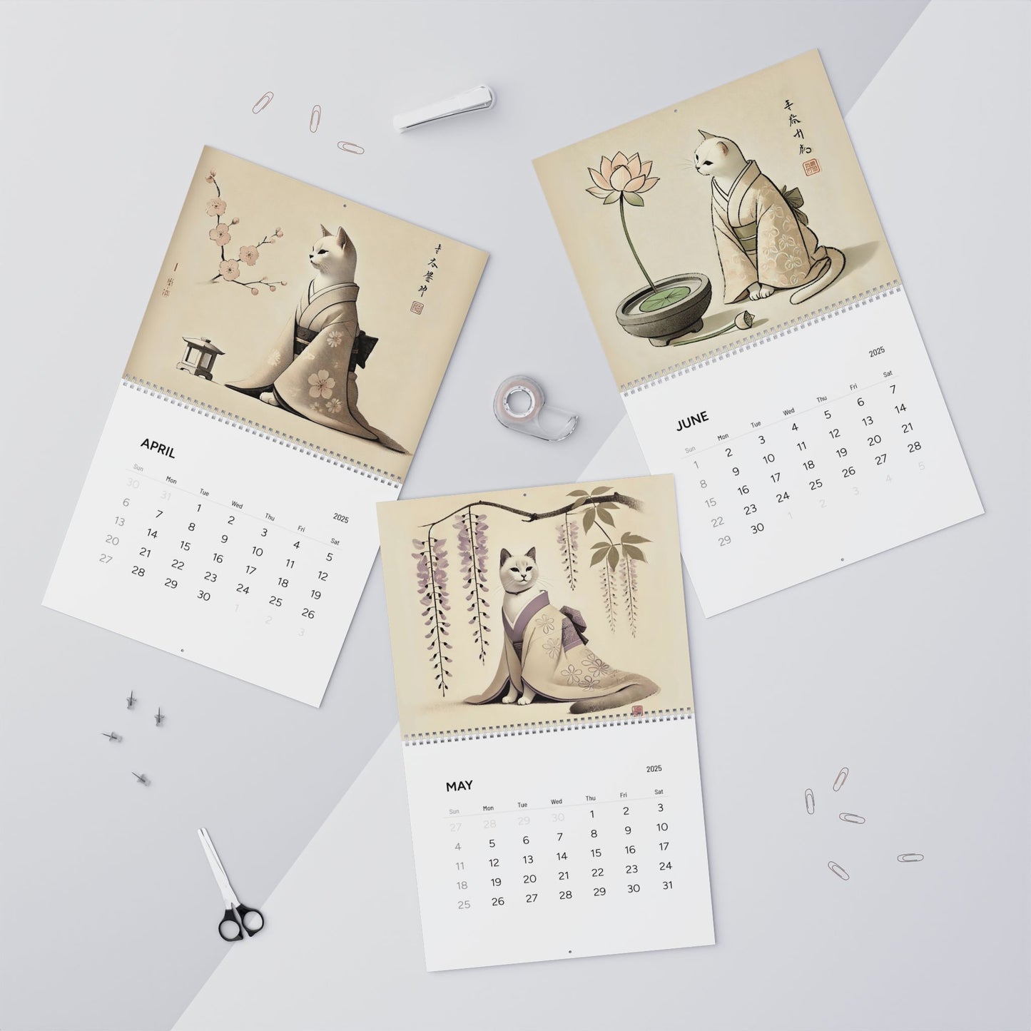 Kimono Cats of Japan Wall Calendar 2025