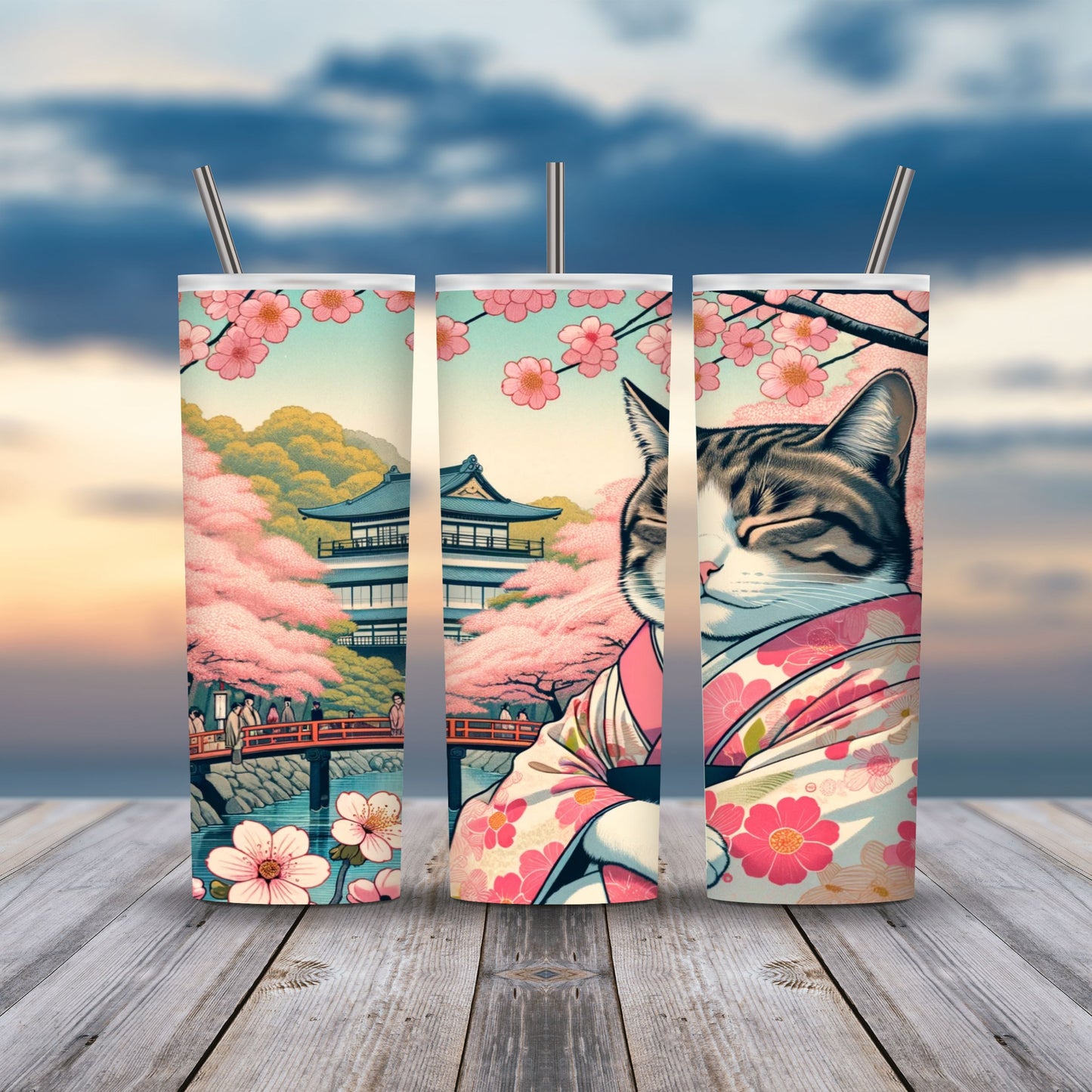 Kimono Cats 20oz Tumbler Wraps - PNG Bundle of 75