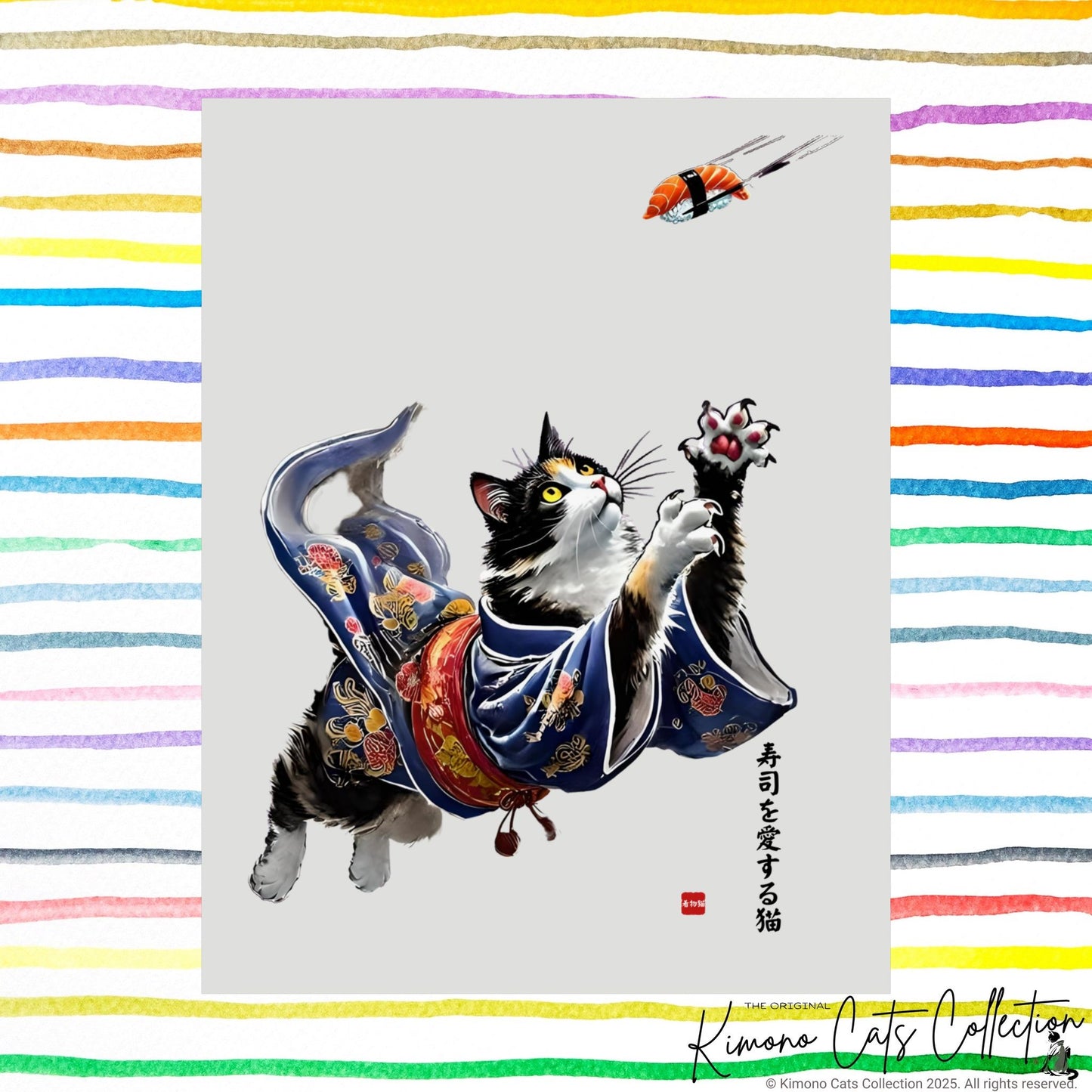 Sushi Cats Print, Japanese Decor Poster