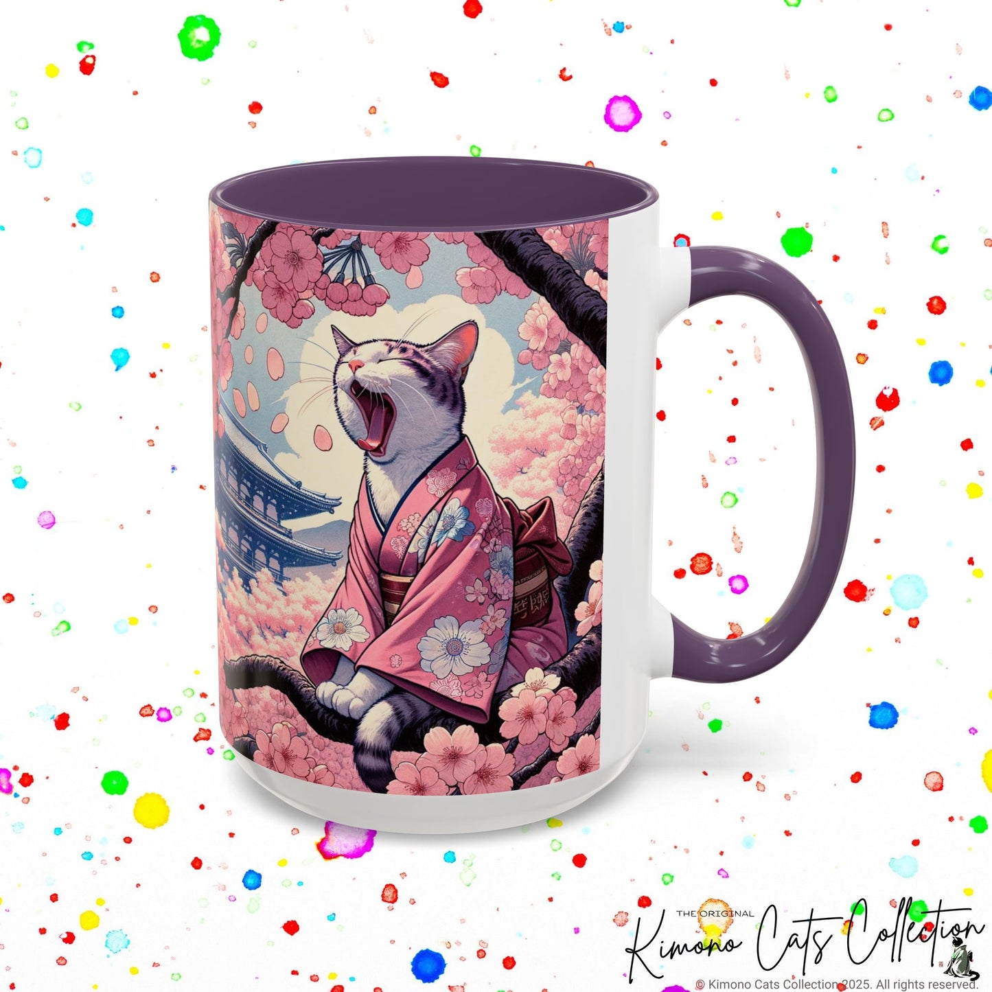 Kimono Cat Mug – Sakura & Haiku Art 🌸🐱