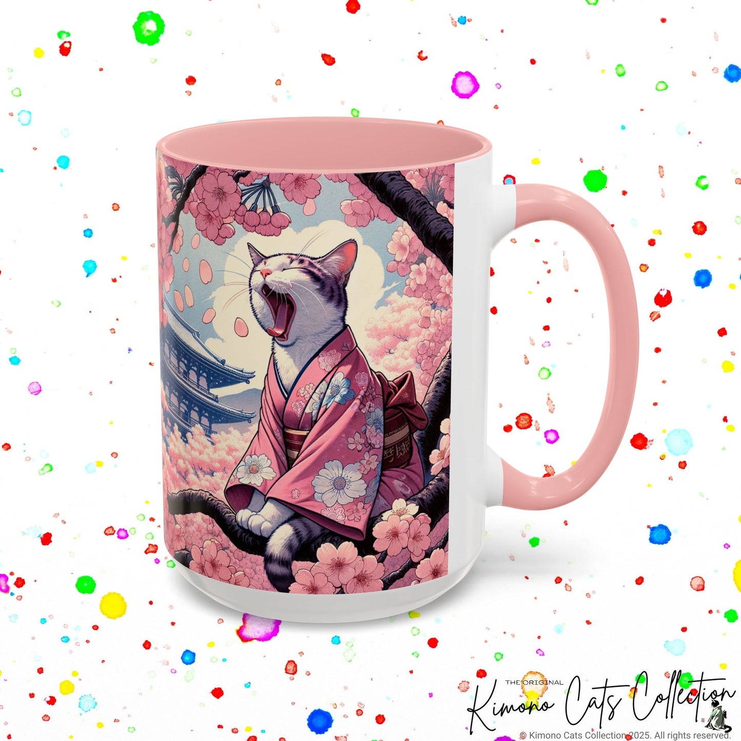 Kimono Cat Mug – Sakura & Haiku Art 🌸🐱